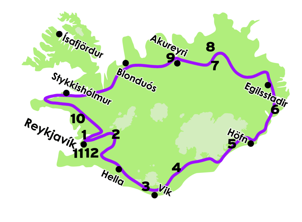 Mapa de Islandia activa